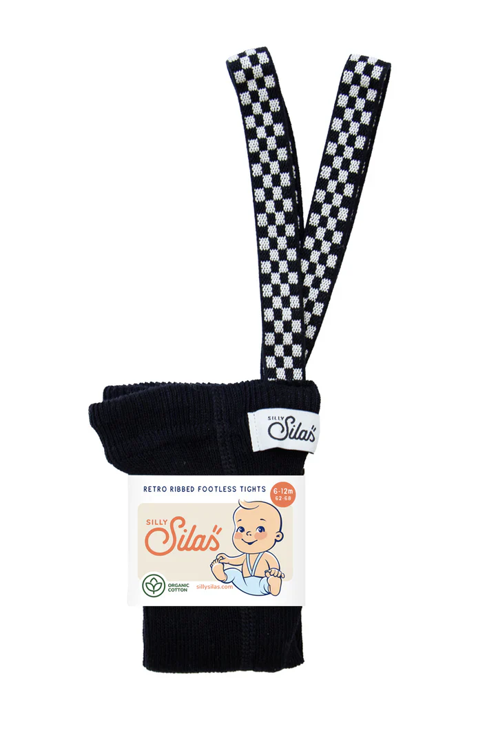 Silly Silas Footless Cotton Tights - Classic Black Checked - Final Sale