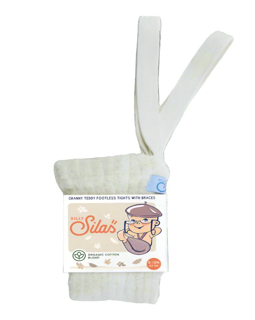Silly Silas Granny Teddy Footless Cotton Tights - Cream Blend - Final Sale - Image 2