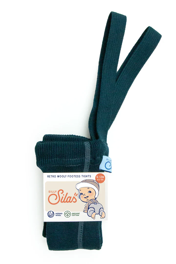 Silly Silas Wooly Footless Wool Cotton Tights - Blue Sapphire - Final Sale
