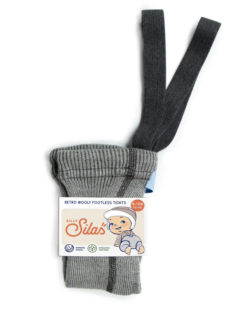 Silly Silas Wooly Footless Wool Cotton Tights - Granite Grey - Final Sale