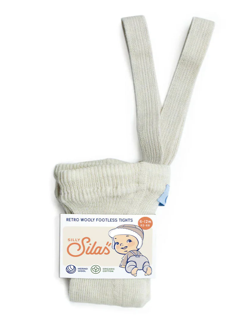 Silly Silas Wooly Footless Wool Cotton Tights - Cream Blend  - Final Sale