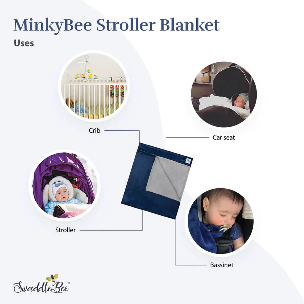 Swaddle Bee Minky Bee Stroller Blanket - Camel/Ivory - Image 3