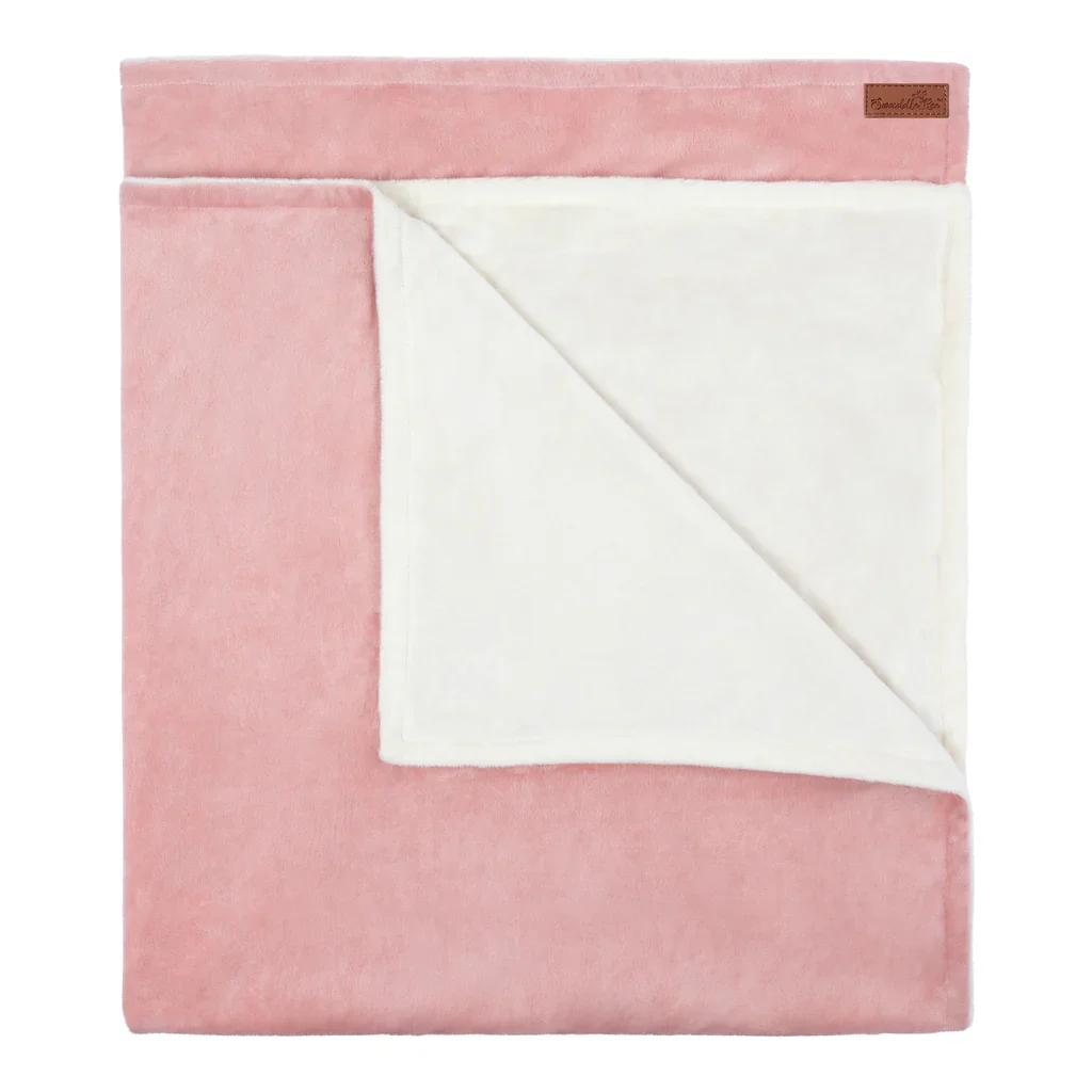 Swaddle Bee Minky Bee Stroller Blanket - Dusty Pink/Ivory