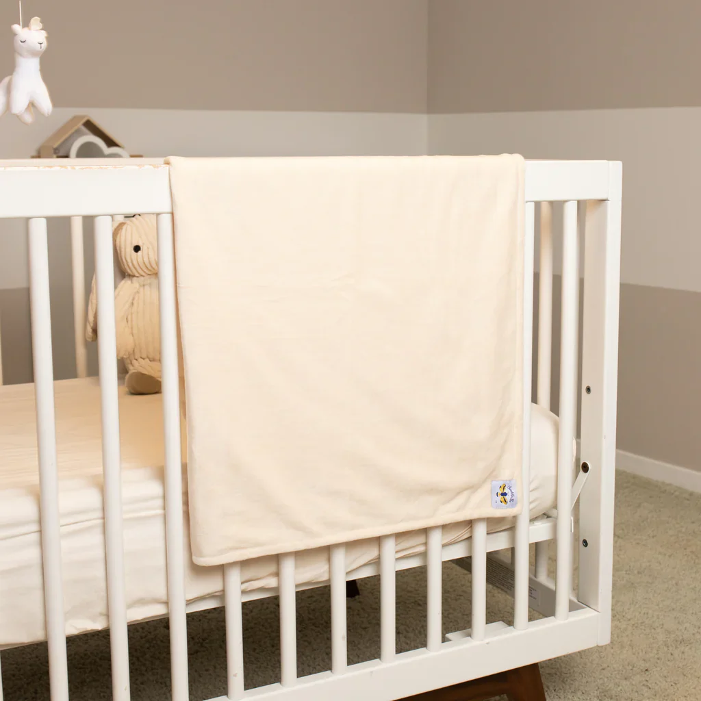 Swaddle Bee Minky Bee Stroller Blanket - Ivory - Image 2