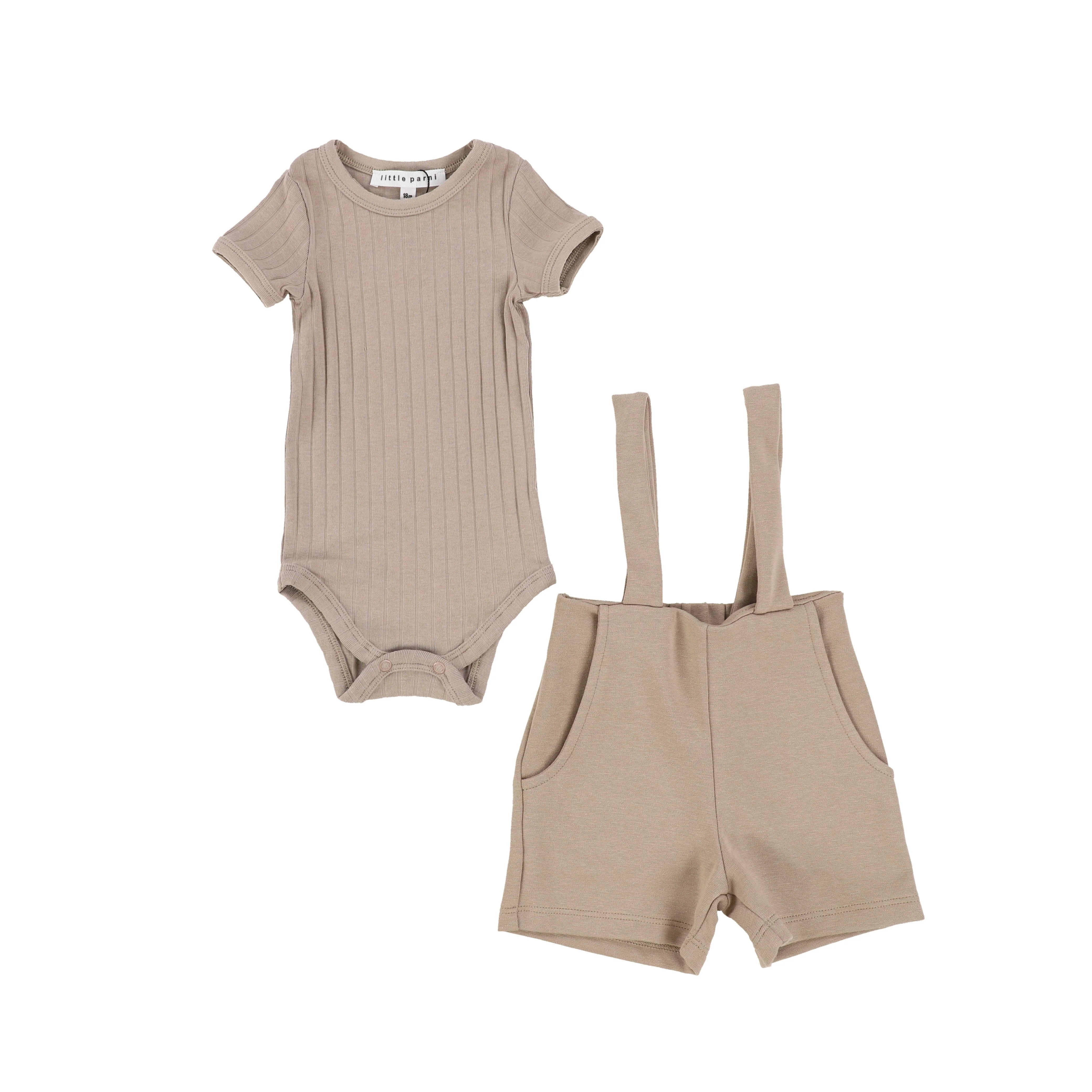 Taupe Boys Overalls & T-Shirt - Image 2
