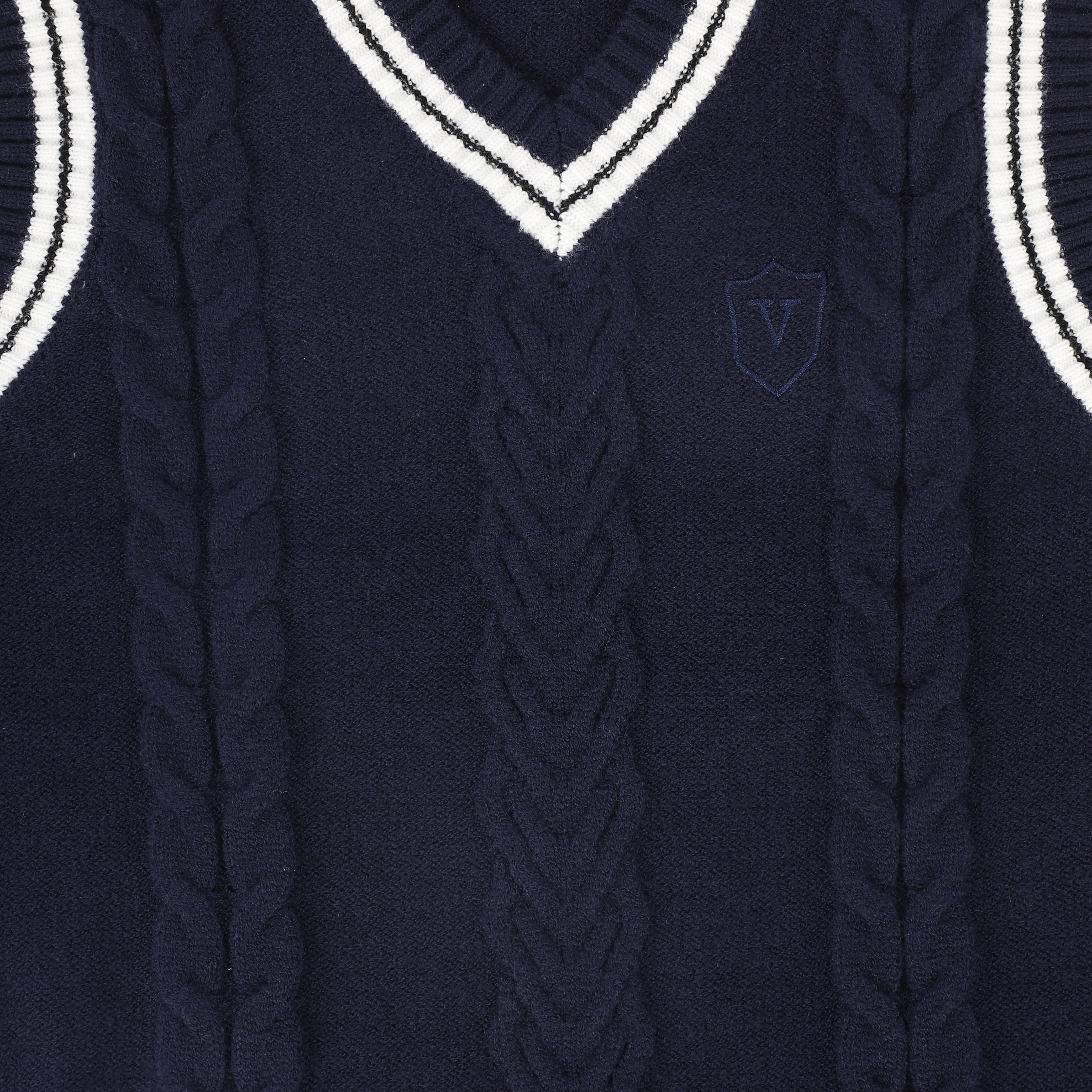 Valentina Cable Knit Flower Vest - Navy - Image 4