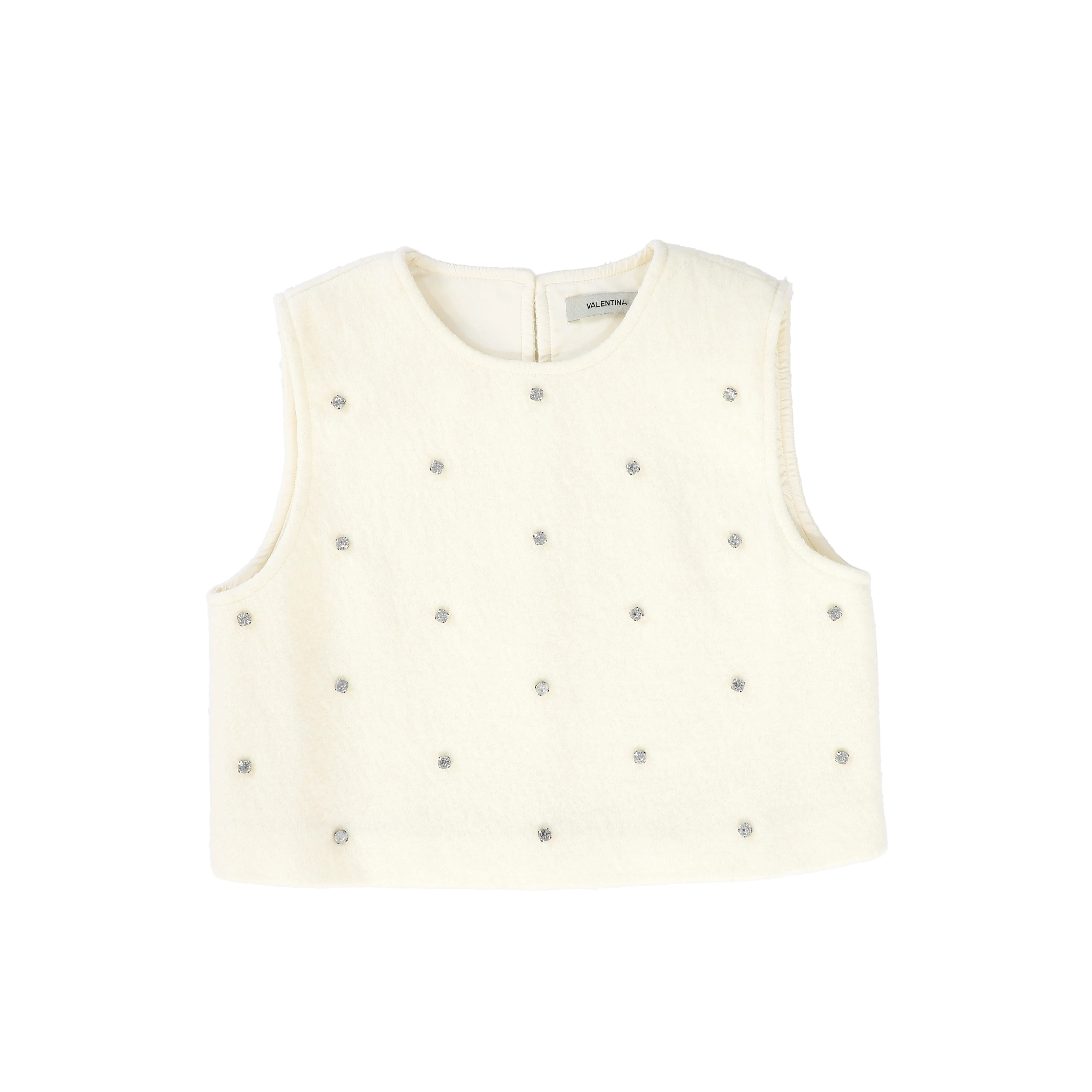 Valentina Jewel Wool Vest And Midi Skirt Set - Ivory - Image 3