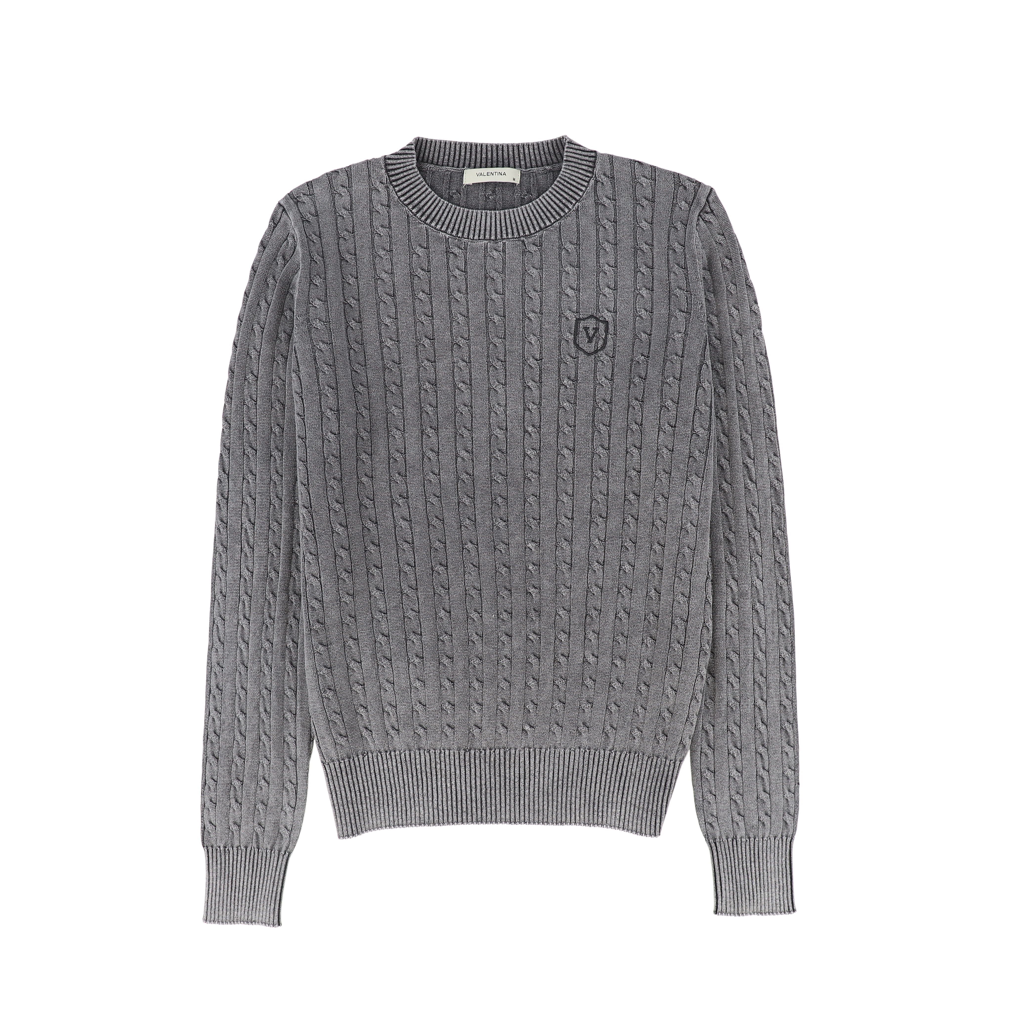 Valentina Mineral Wash Cable Knit Sweater - Black