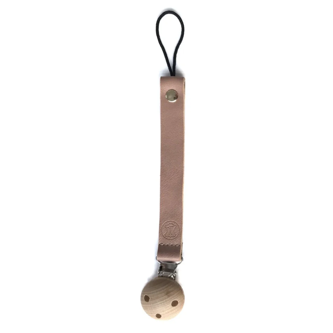 Vegan Leather Misty Rose Pacifier Clip