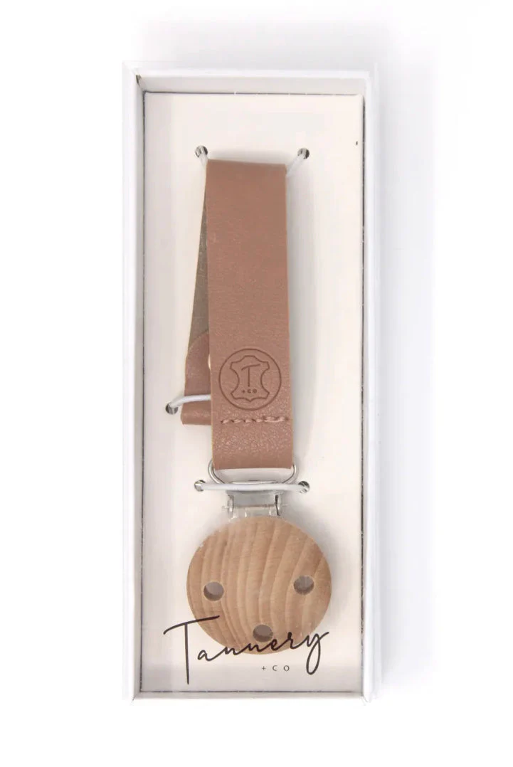 Vegan Leather Misty Rose Pacifier Clip - Image 2