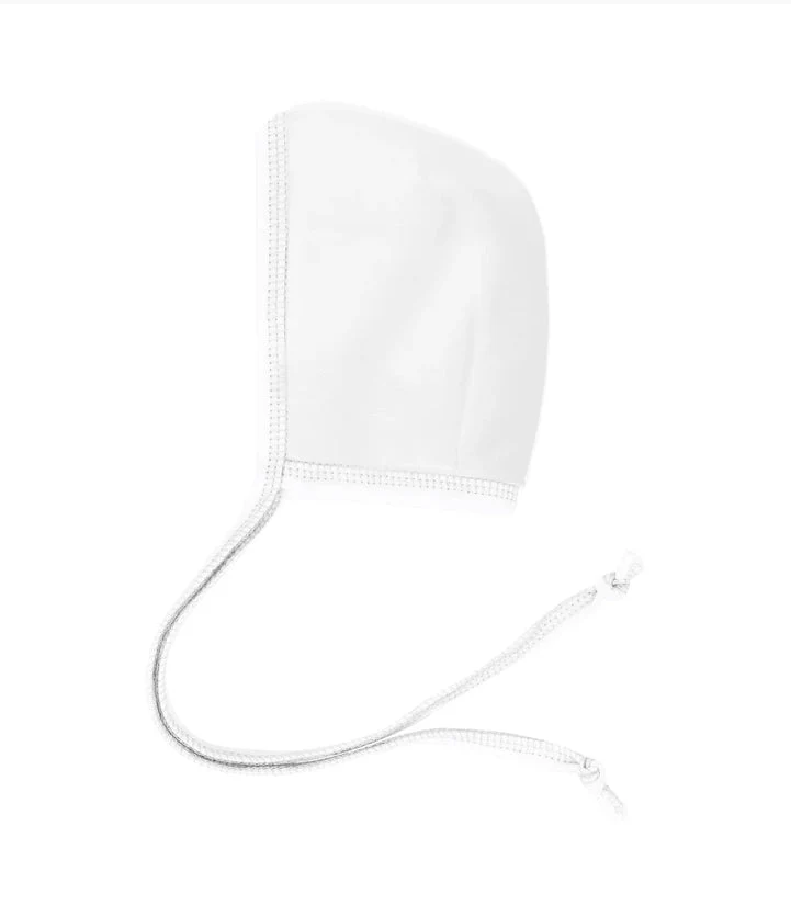 Velour Stitching Ivory & Grey Footie & Bonnet - Image 2
