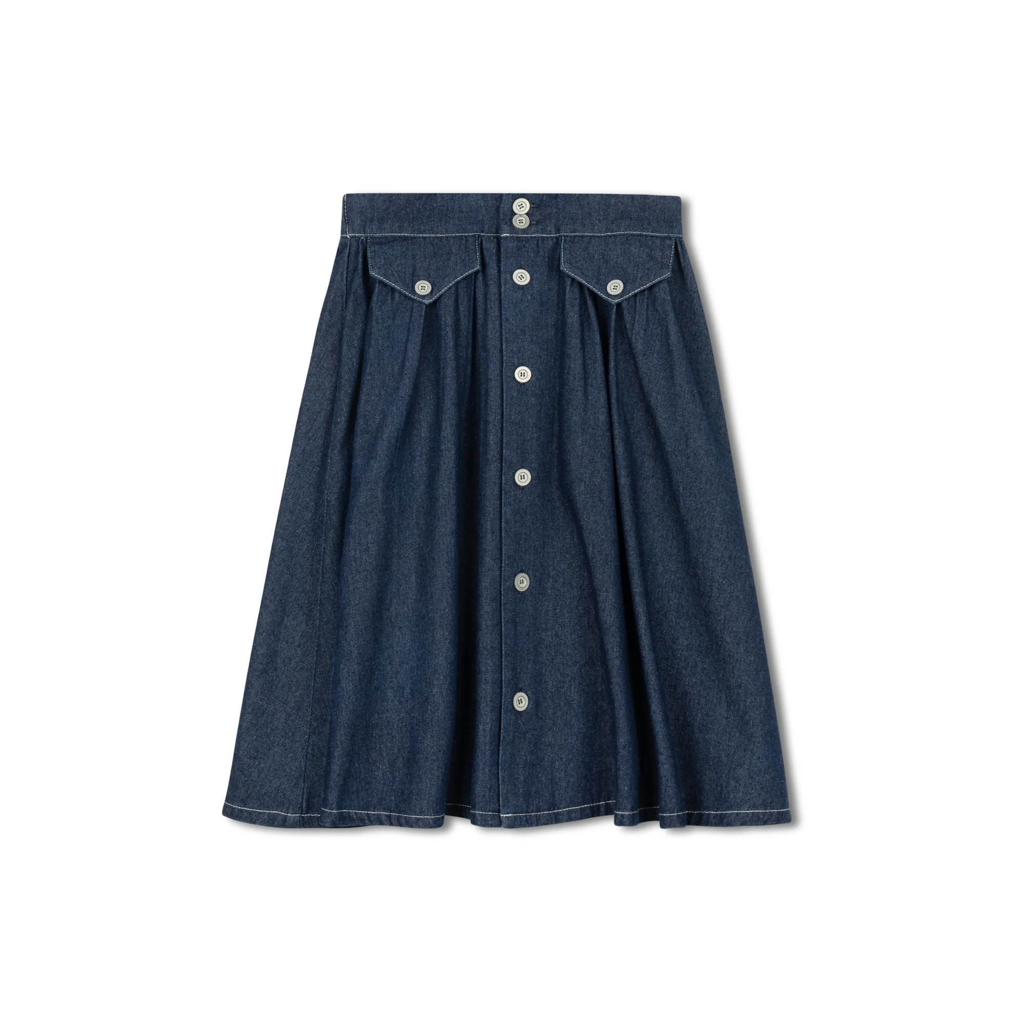 Velvette Label Dark Denim Button Skirt