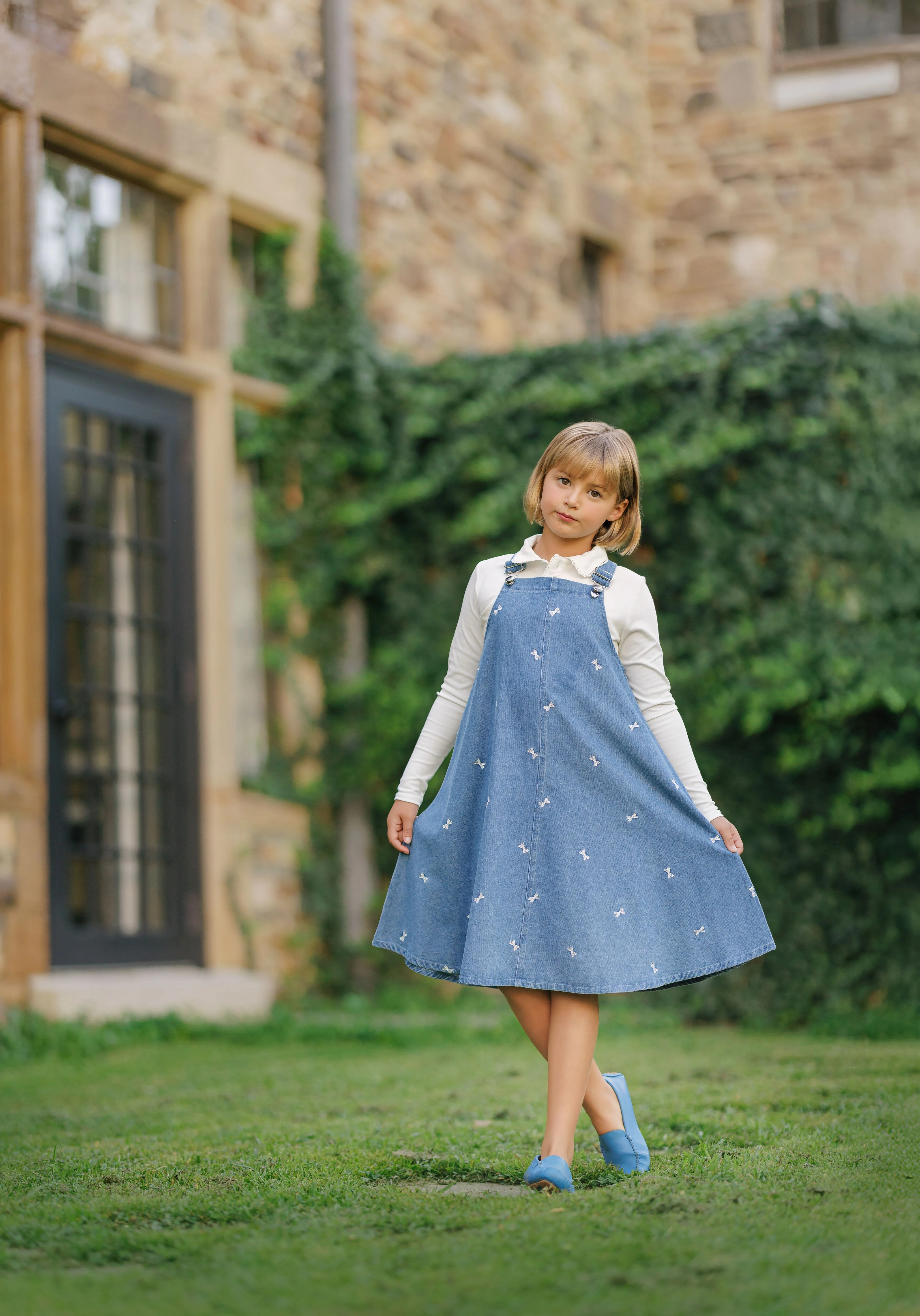 Velvette Label Denim White Bow Jumper - Image 2