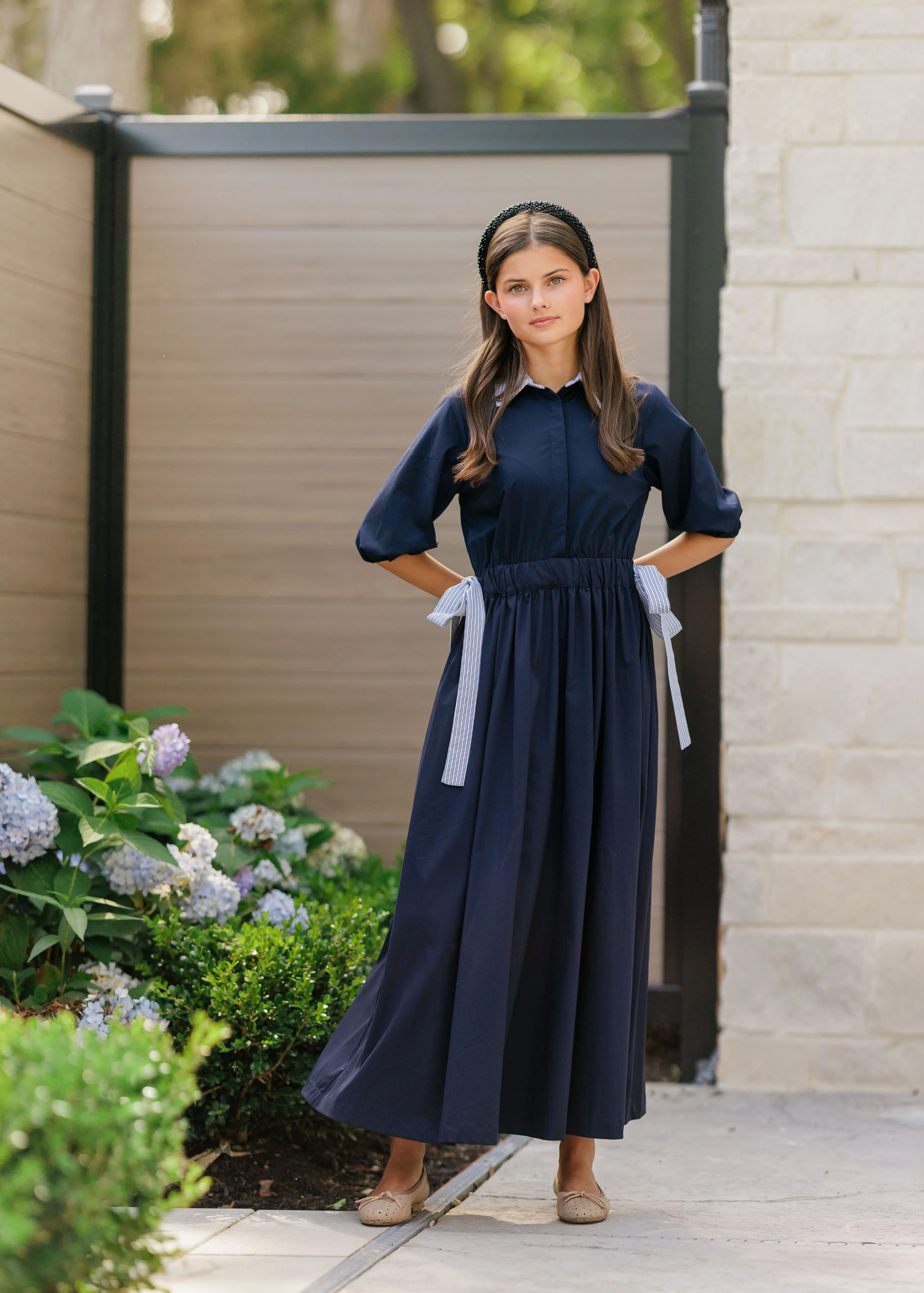 Velvette Label Navy Side Tie Midi - Image 2