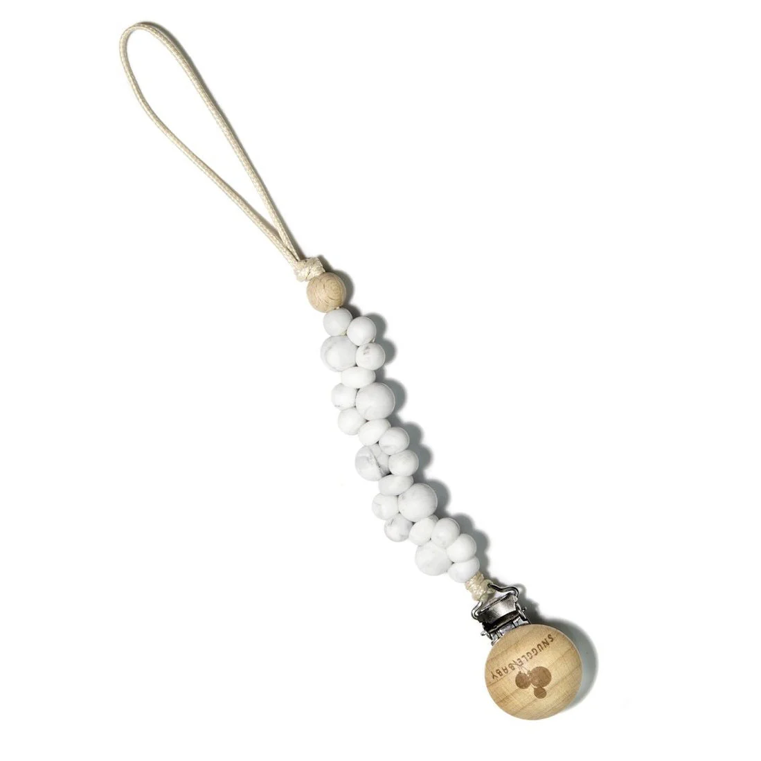 White & Gray Marble Bubble Pacifier Clip