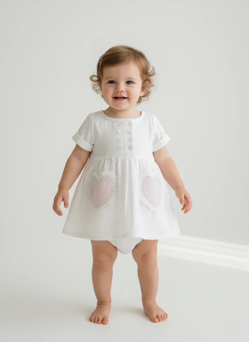 Yo Baby Amore Dress/Baby 2pc - White - Image 2