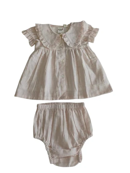 Yo Baby Stripe Dress/Baby 2pc - Soft Pink - Image 4